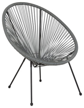 Flash Furniture Valencia 29" Oval Patio Chair in Gray and Black