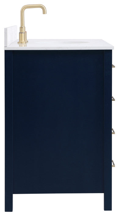 Iris 48" Single Bathroom Vanity, Blue With Backsplash