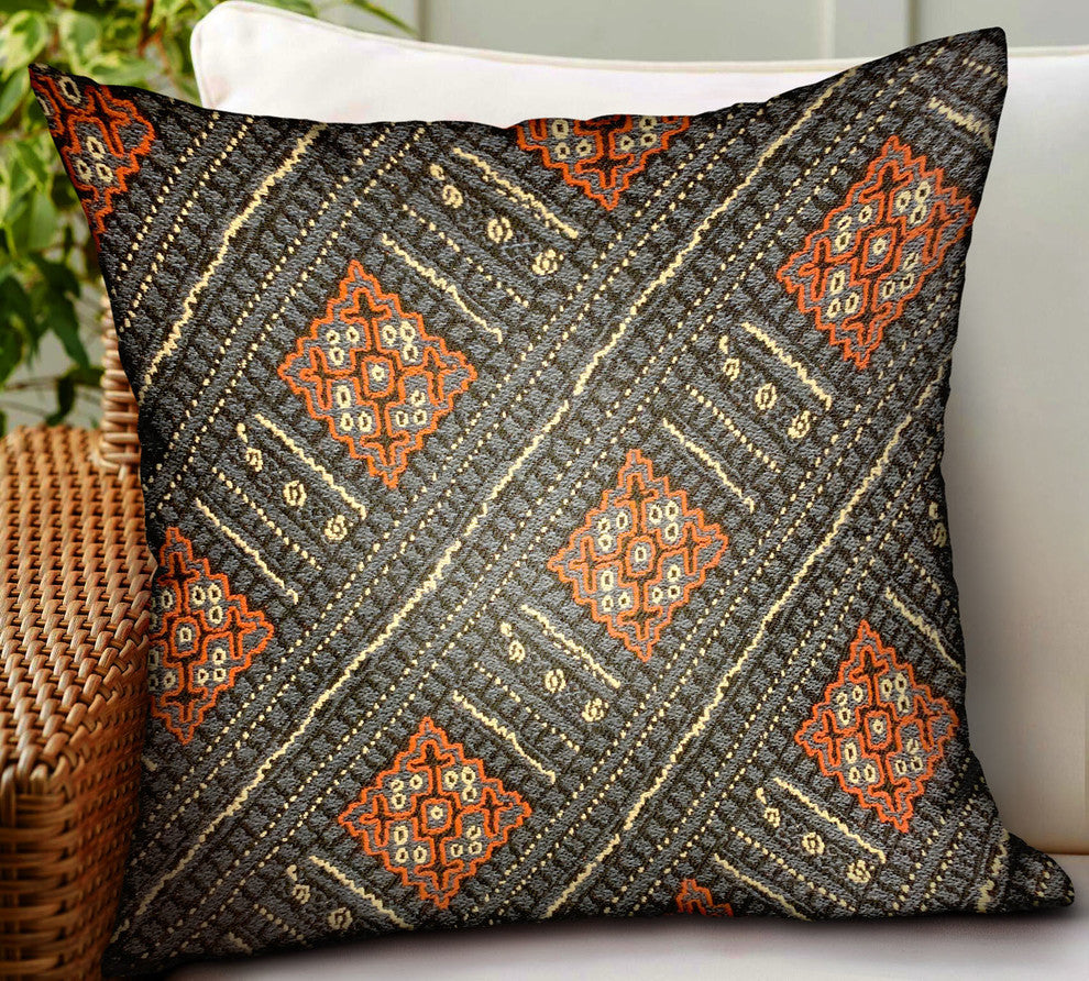 Cobalt Lattice Blue Geometric Luxury Outdoor/Indoor Throw Pillow 20"x20"