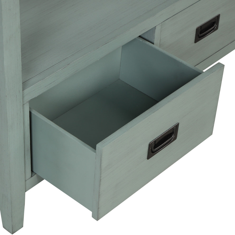 TATEUS  36" Farmhouse Pine Wood Console Table Entry Sofa Table with Drawers, Green