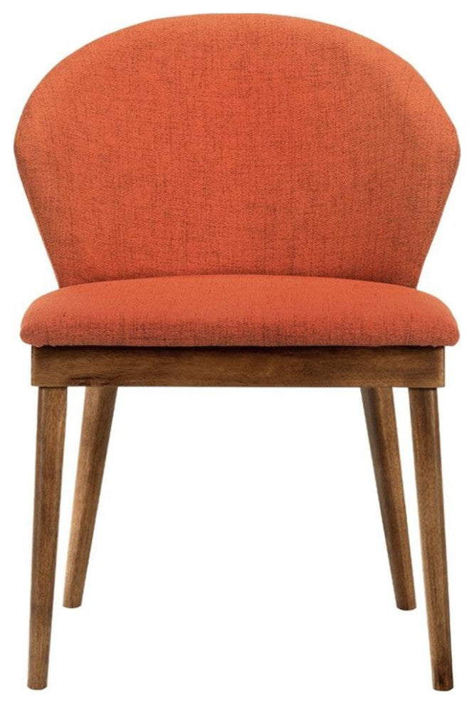 Armen Living Arcadia and Juno Round Wood 5-Piece Dining Set in Orange/Brown