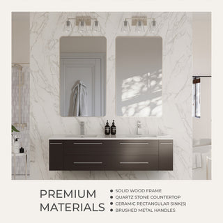 48" Espresso Wall Hung Double Undermount Sink Bathroom Vanity, Medicine Cabinet