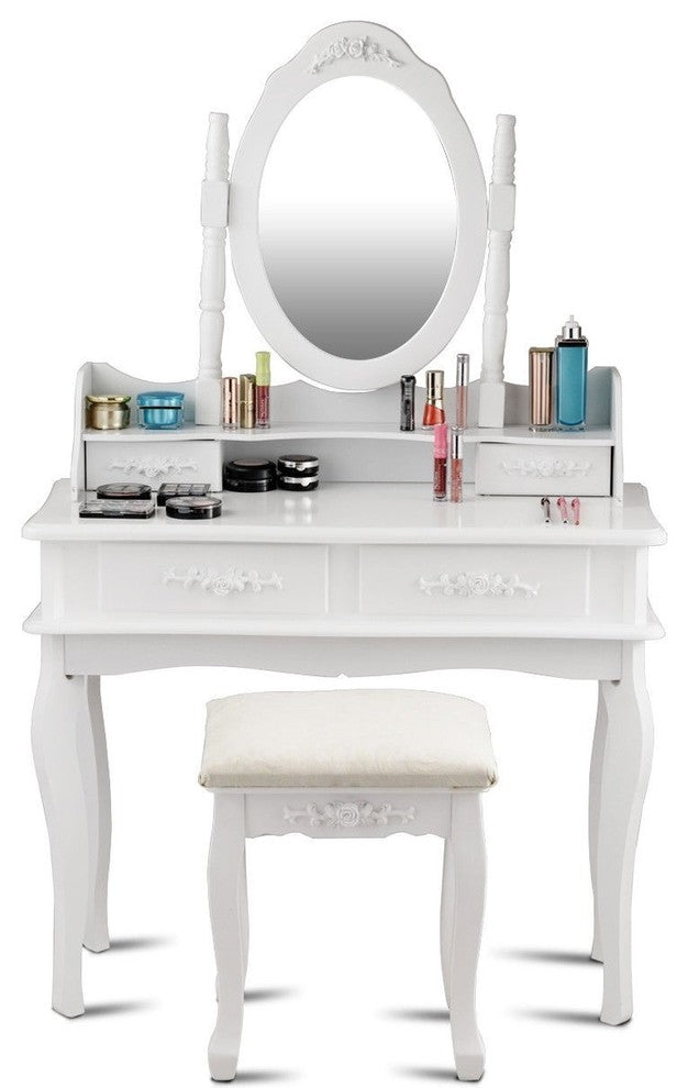 Modern Mirror Jewelry Storage Makeup Dressing Table Vanity Set