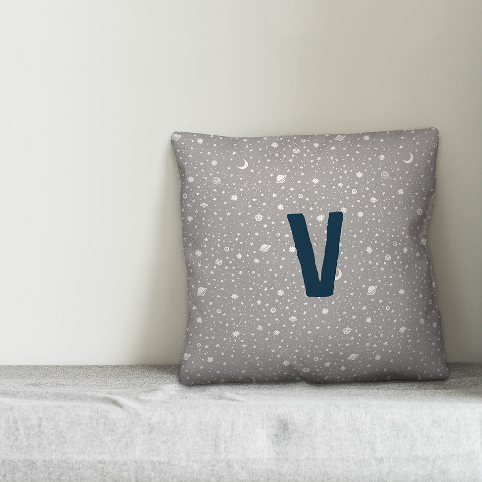 Monogram V Space Doodle 16x16 Spun Poly Pillow