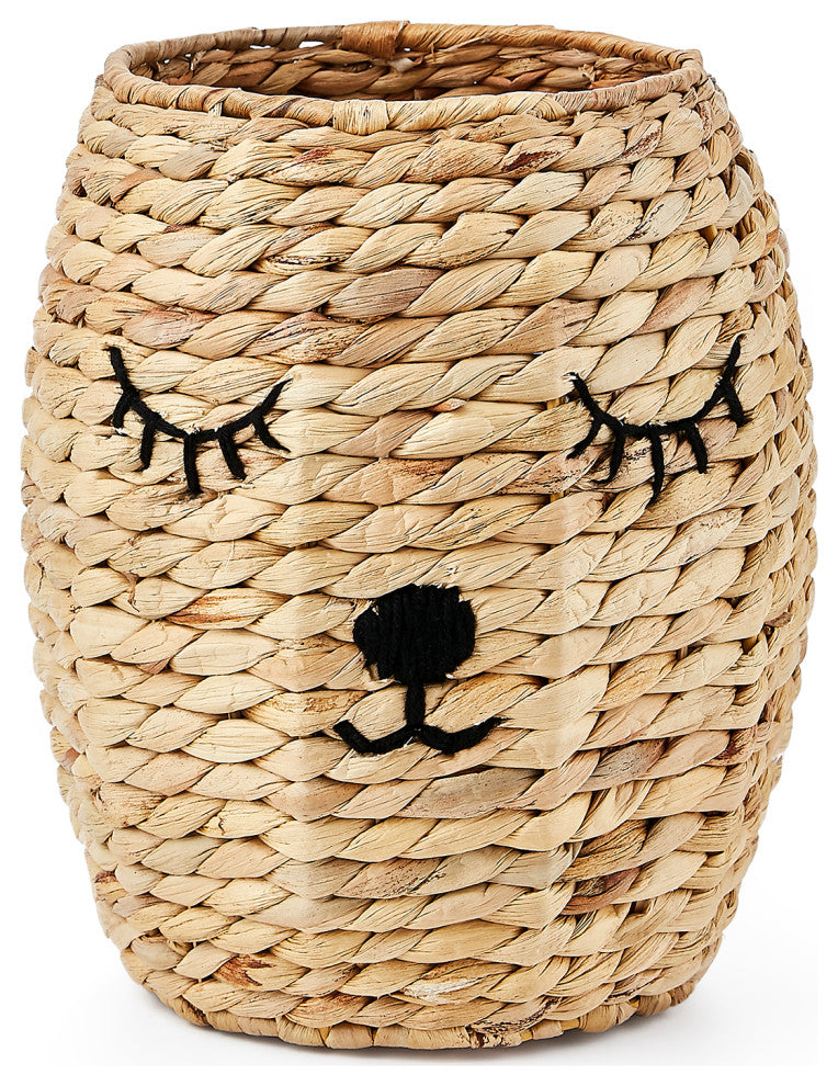 4-Piece Set Round Bear Hamper Set, Natural