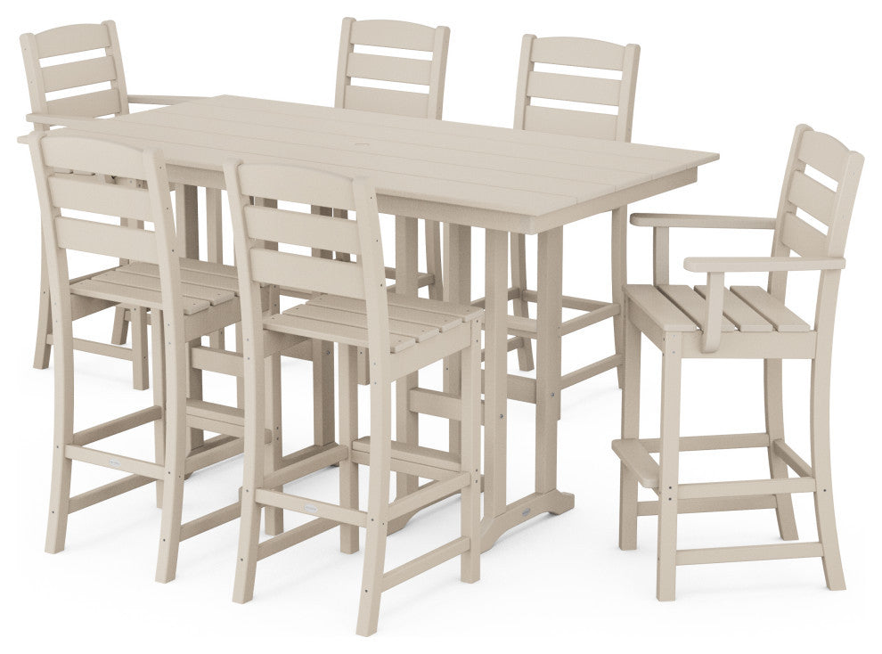 POLYWOOD Lakeside 7-Piece Bar Set, Sand