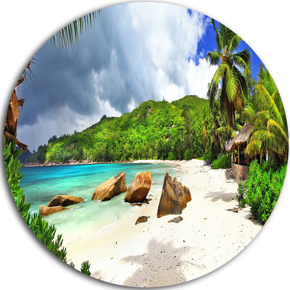 Seychelles Islands Wide Panorama, Landscape Round Wall Art, 11"
