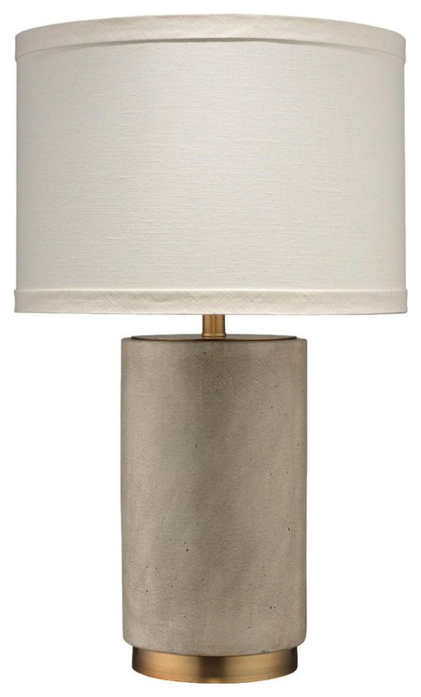 Modern Minimalist Cement Column Table Lamp 28 in Concrete Gray Cylinder Brass