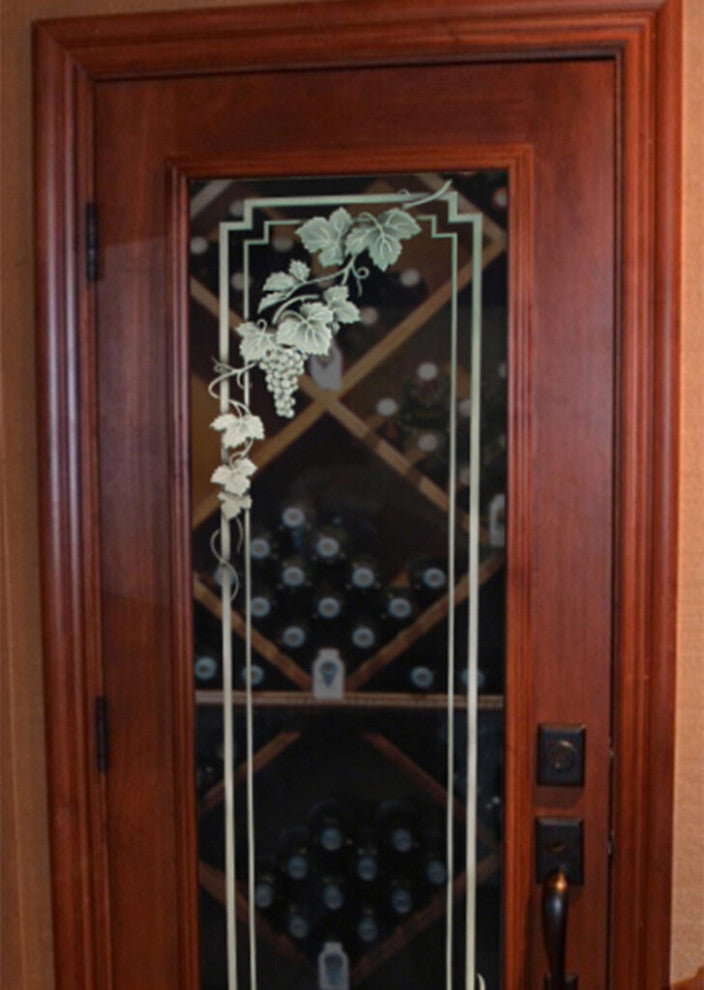 Wine Door - Vineyard Grapes Cascade - Primed - 28" x 96" - Knob on Left -...