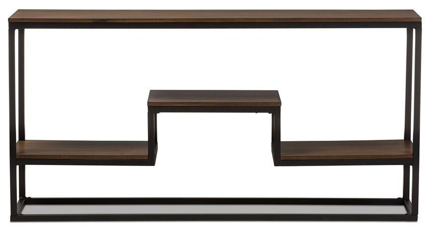 Doreen Rustic Textured Finished Metal Distressed Wood Console Table