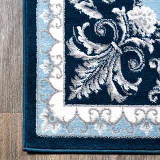 Acanthus French Border, Navy/Blue, 8'x10'
