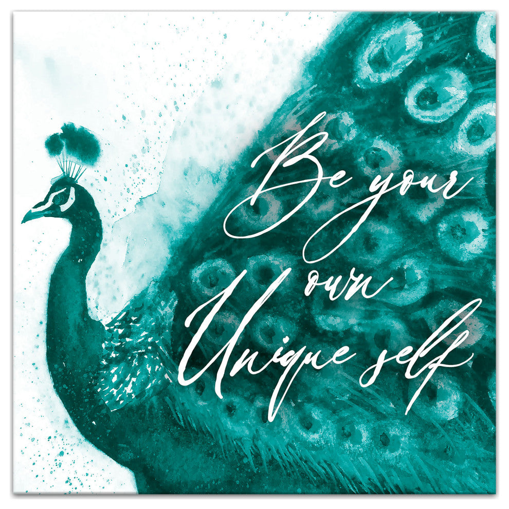 Peacock Watercolor Unique Self 12x12 Canvas Wall Art