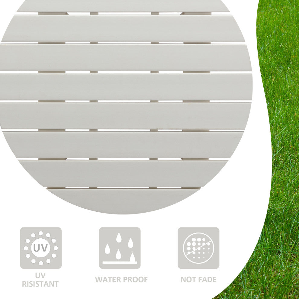 32''D Patio Outdoor Round Coffee Tables, Adirondack Table, White
