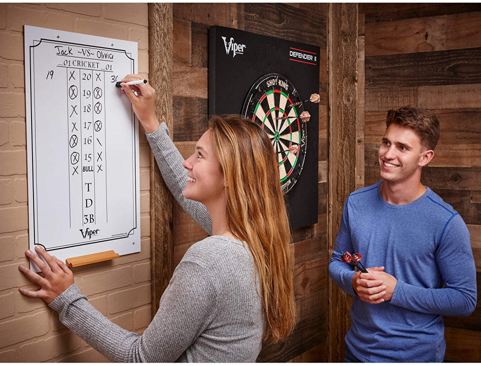 Vault Dartboard Cabinet With Shot King Sisal Dartboard and Dry Erase Scoreboard