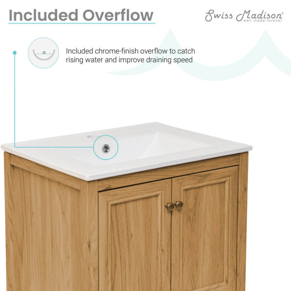 Chateau 24" Bathroom Vanity, Natural Oak