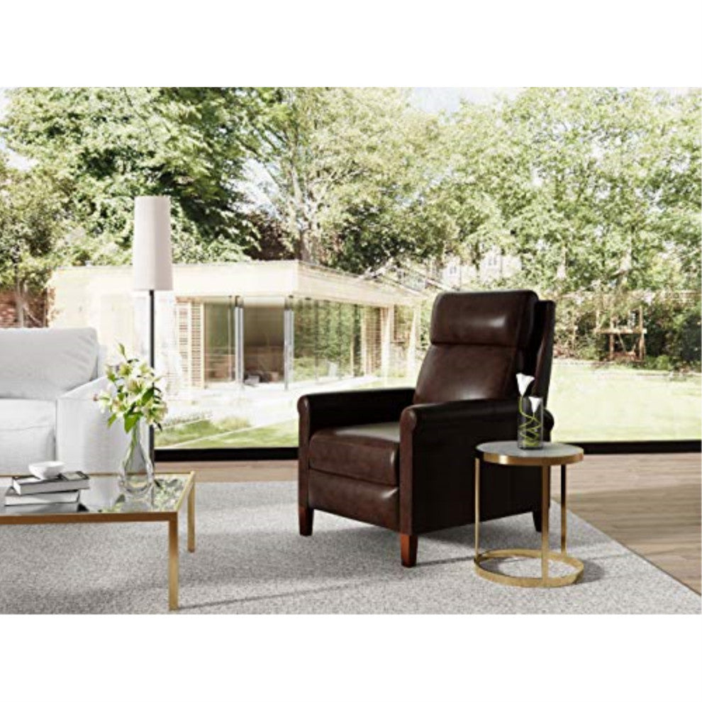 Sunset Trading Ethan Pushback Leather Recliner, Light Gray