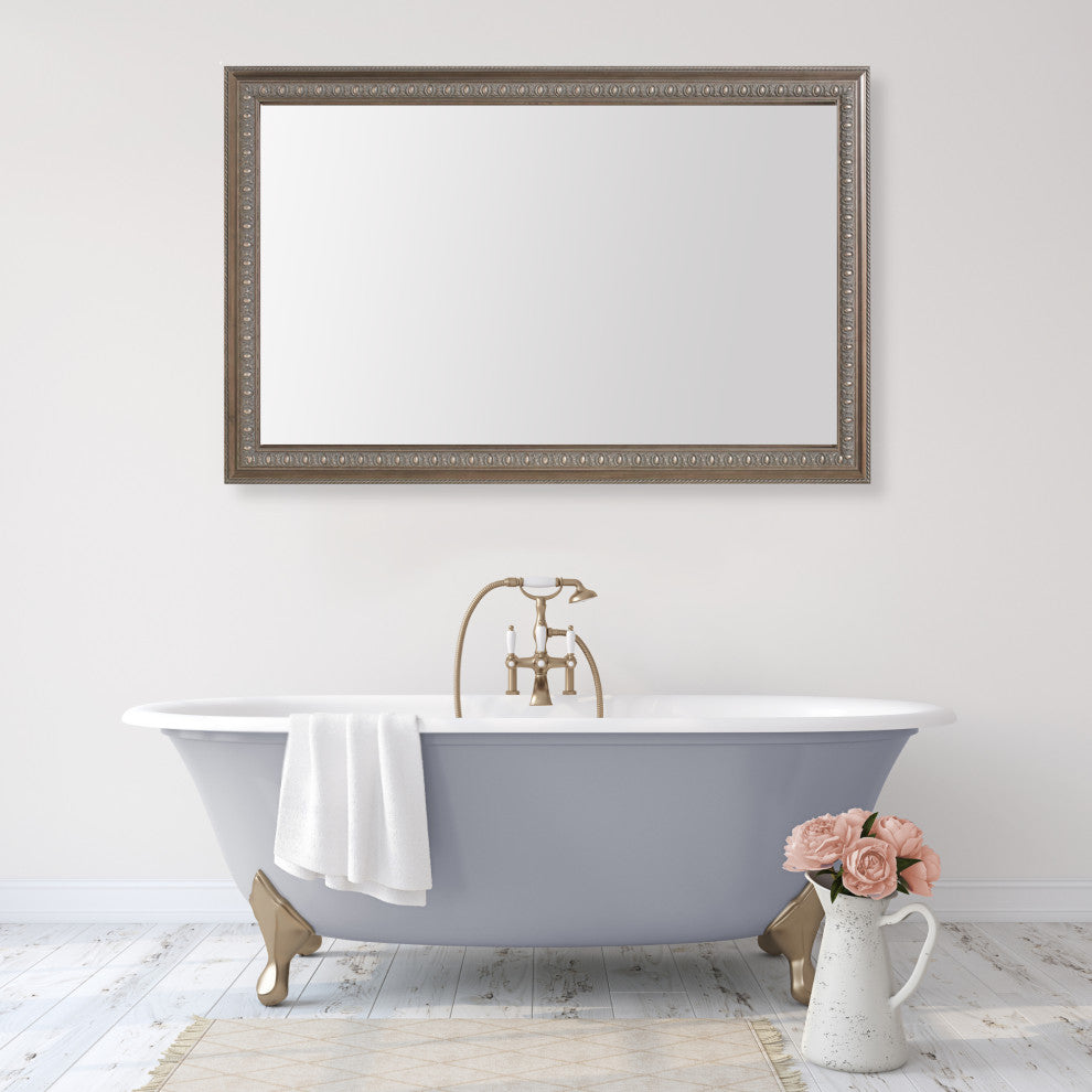 Imperial Nickel Framed Wall Mirror, 28"x60"
