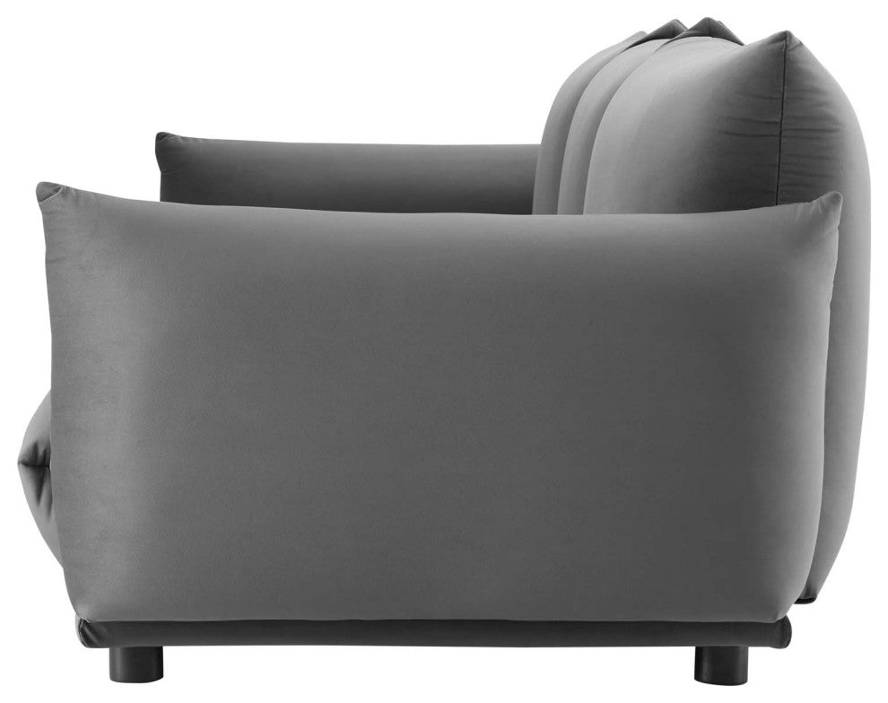 Sofa, Velvet, Gray, Modern, Living Lounge Room Hotel Lobby Hospitality
