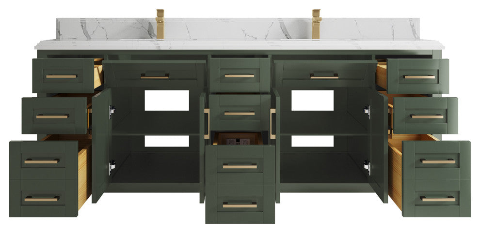 Cambridge 84 Double Sink Bath Vanity in Pewter Green 1.5" Calacatta Laza