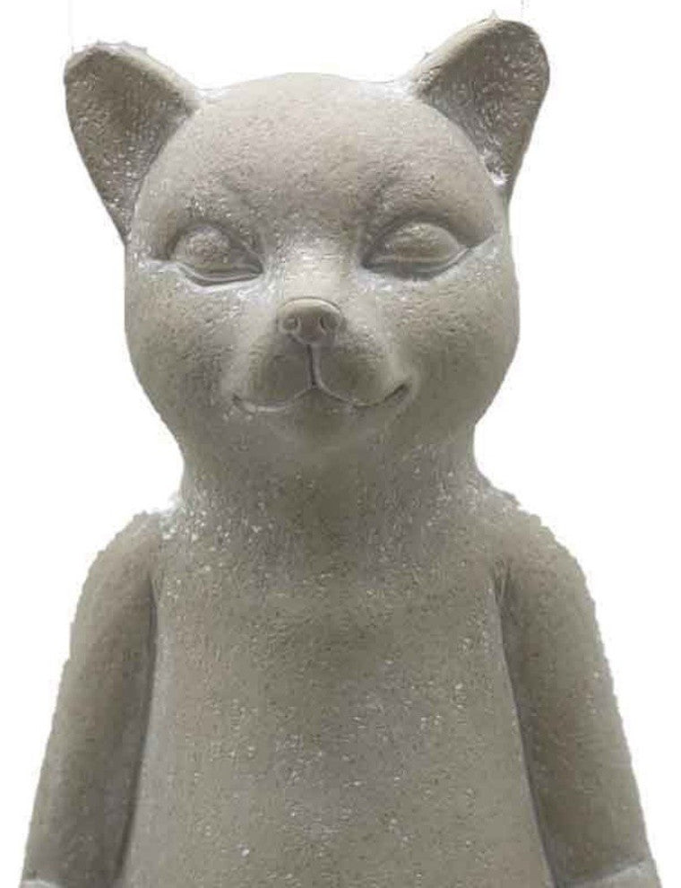 16" Cream Budha Cat Indoor Outdoor Statue