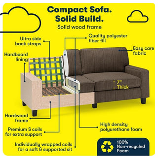 Serta Palisades 78" Track Arm Sofa with Removable Covers Brown