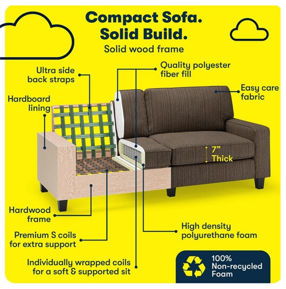 Serta Palisades 78" Track Arm Sofa with Removable Covers Brown