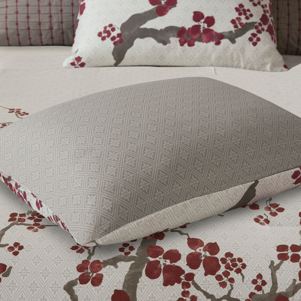 N Natori Sateen Printed Comforter Set, Queen
