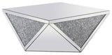 Elegant Modern 38" Square Crystal Coffee Table Silver Crystal