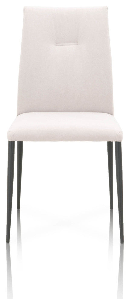Fabric Upholstery Dining Chair With Tufting Detail, Clay and Dark Gray