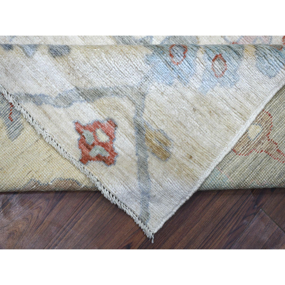 Ivory, Hand Knotted, Afghan Angora Oushak Pure Wool Oriental Rug, 8'1"x9'10"