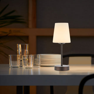 12.75" Modern Minimalist Iron Rechargeable Integrated LED Table Lamp, Black