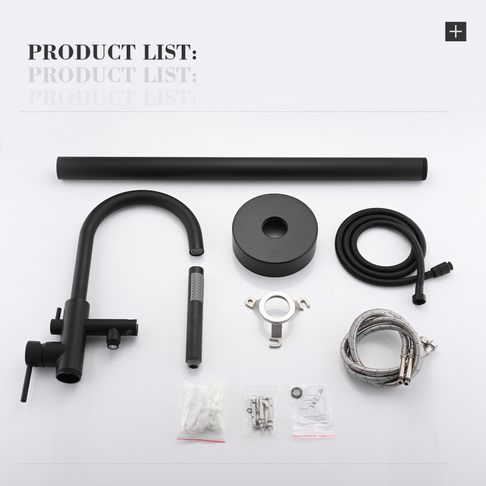 Single Handle Floor Mounted Freestanding Tub Filler with Hand Shower