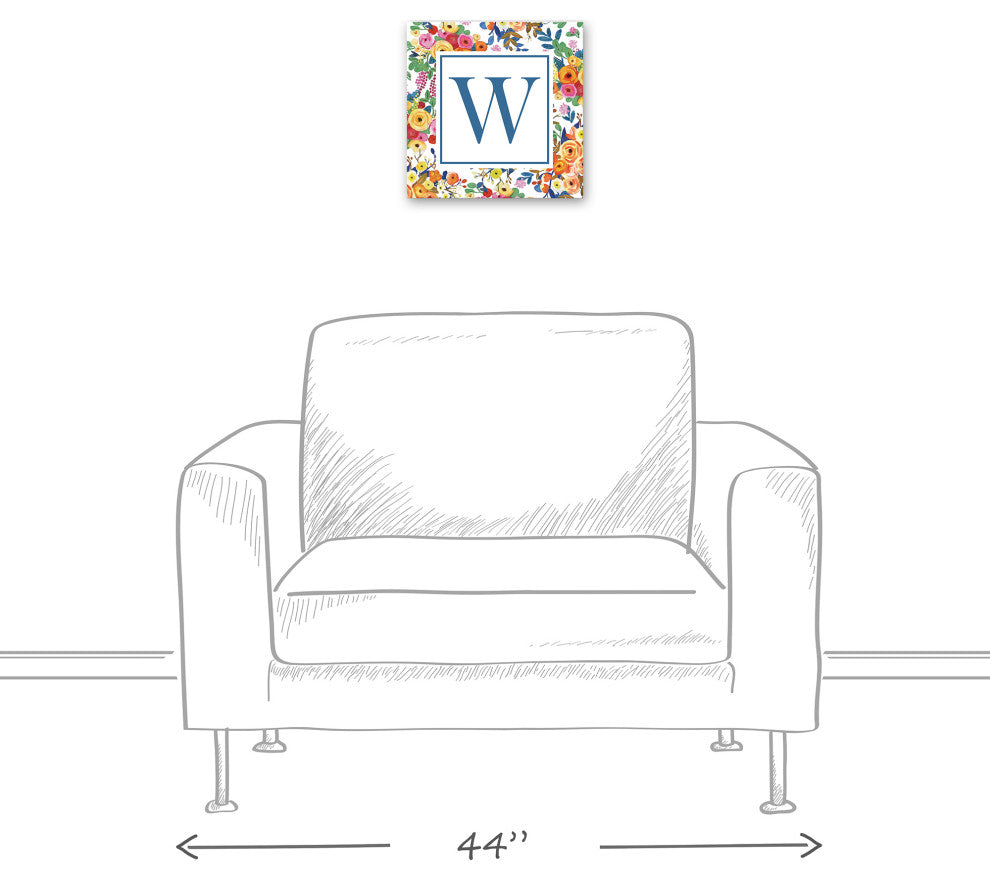 Wildflower Monogram - W 12x12 Canvas Wall Art