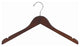 Flat Wood Dress or Shirt Hanger, Walnut and Chrome, Set of 25