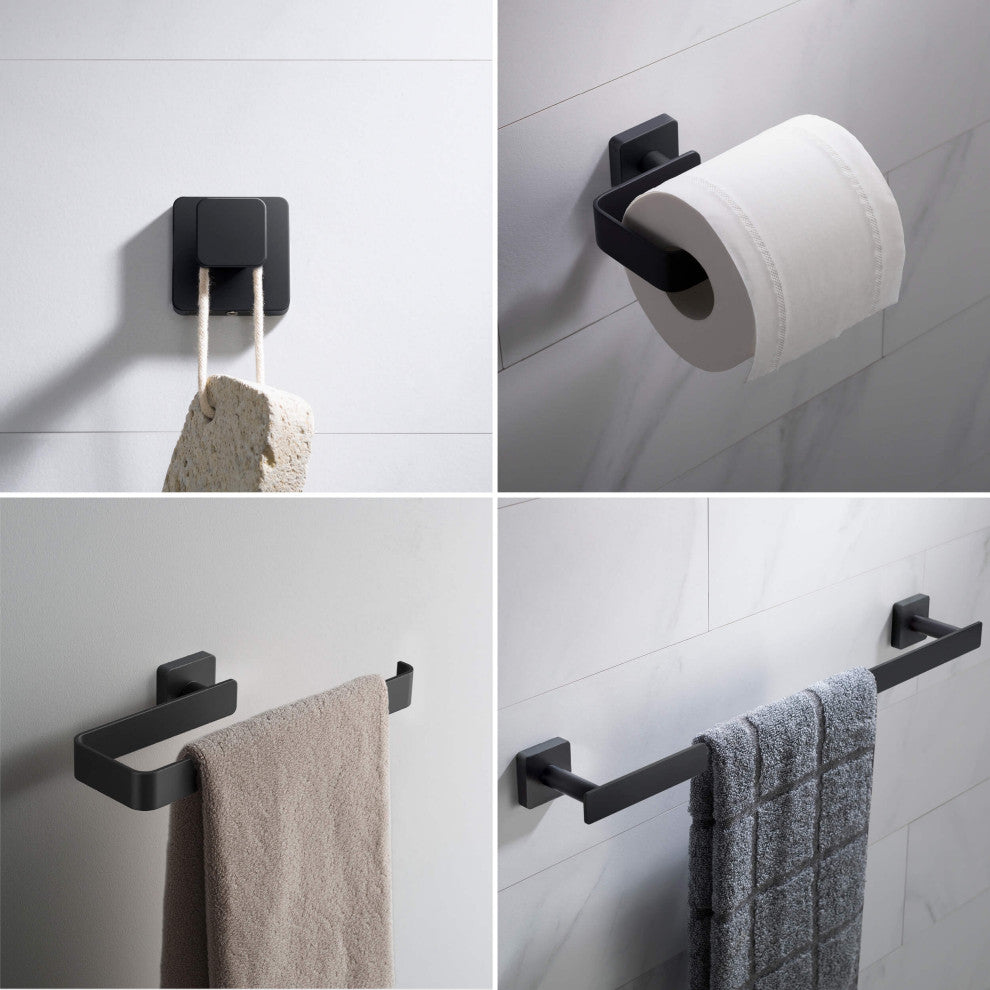Blaze 5 Piece Bathroom Hardware Set, Matte Black