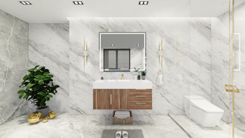 Madison 48" Wall Mounted Vanity with Reinforced Acrylic Sink, White Oak