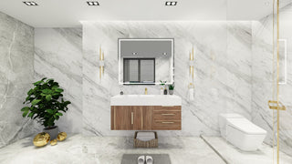 Madison 48" Wall Mounted Vanity with Reinforced Acrylic Sink, White Oak