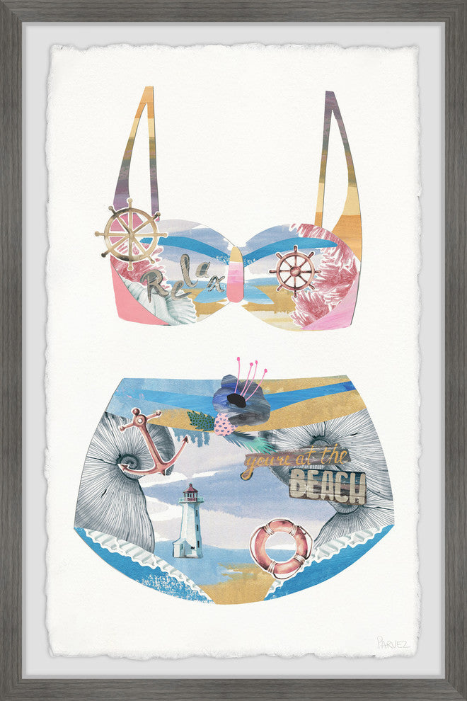 "You're at the Beach Swimsuit" Framed Painting Print, 16"x24"