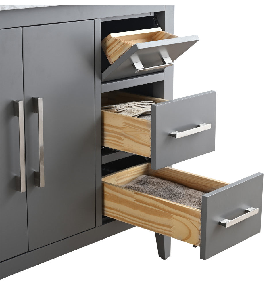 Vanity Art Bathroom Vanity With Sink, Cashmere Gray, 36", Single Sink, Brushed Nickel
