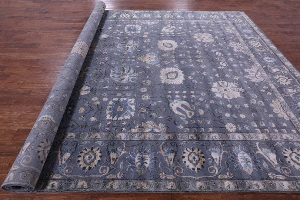 10' 1" X 14' 1" Wool & Silk Persian Hand Knotted Rug - Q15548