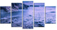 Calm Time Lapse on Beach at Sunset, Seashore Canvas Wall Art, 60"x32", 5 Panels