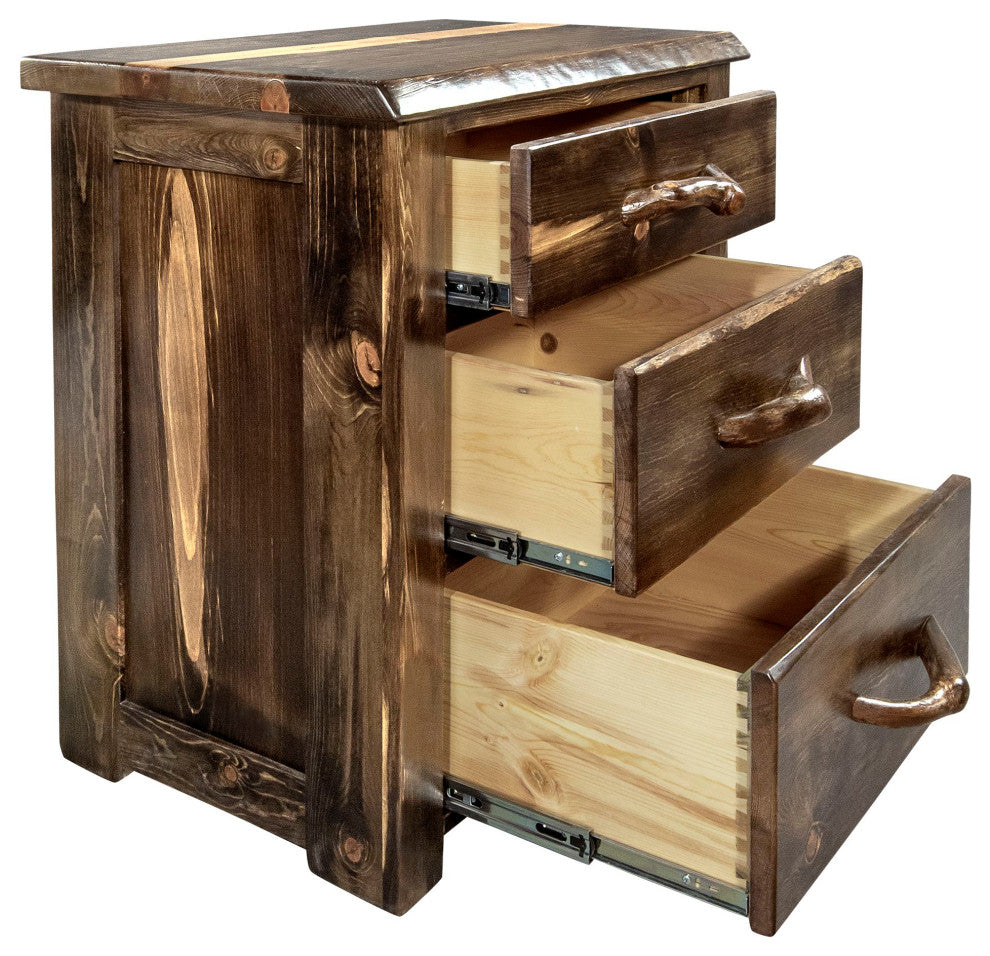 Big Sky Collection Live Edge 3 Drawer Chest of Drawers, Provincial Stain