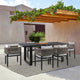 Alegria Outdoor 7-Piece Dining Table Set, Aluminum With Gray Rope & Cushions