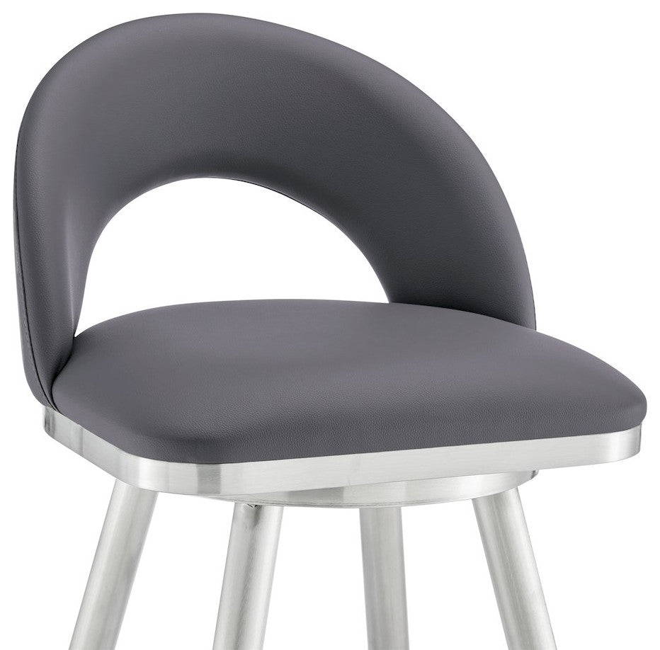 Charlotte Swivel Counter or Bar Stool in Faux Leather and Metal