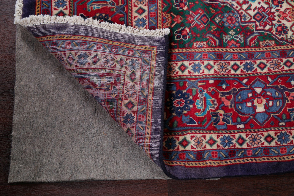 Consigned, Vintage Geometric Sarouk Oriental Area Rug Hand-Knotted, Blue, 7 X 11