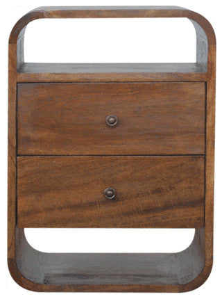 Chestnut Curve 2 Drawer Nightsand