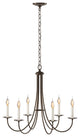 Simple Sweep 6 Arm Chandelier, Bronze Finish