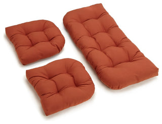 U-Shaped Twill Tufted Settee Cushions, 3-Piece Set, Spice