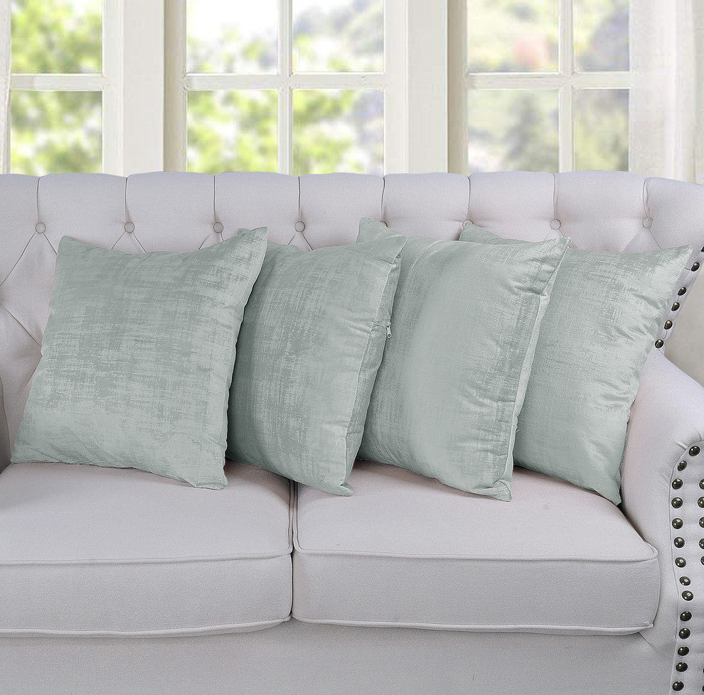 Serenta Textured Velvet Pillow Shell, Set of 4, Flint Gray