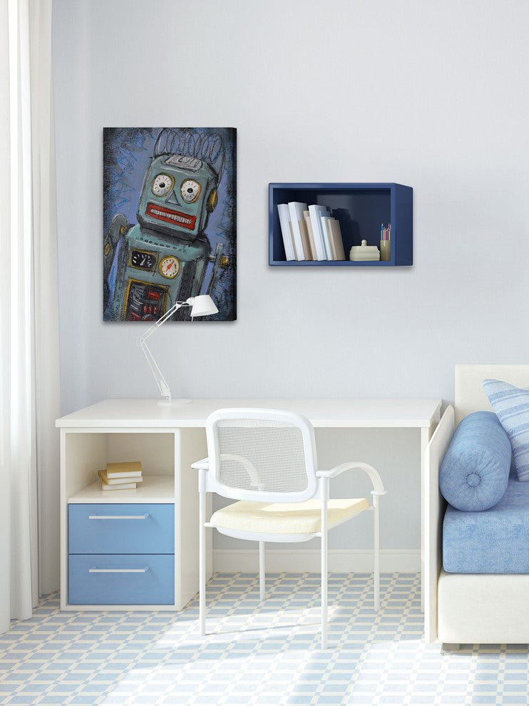 "Awkward Robot" Painting Print on Wrapped Canvas, 24"x36"